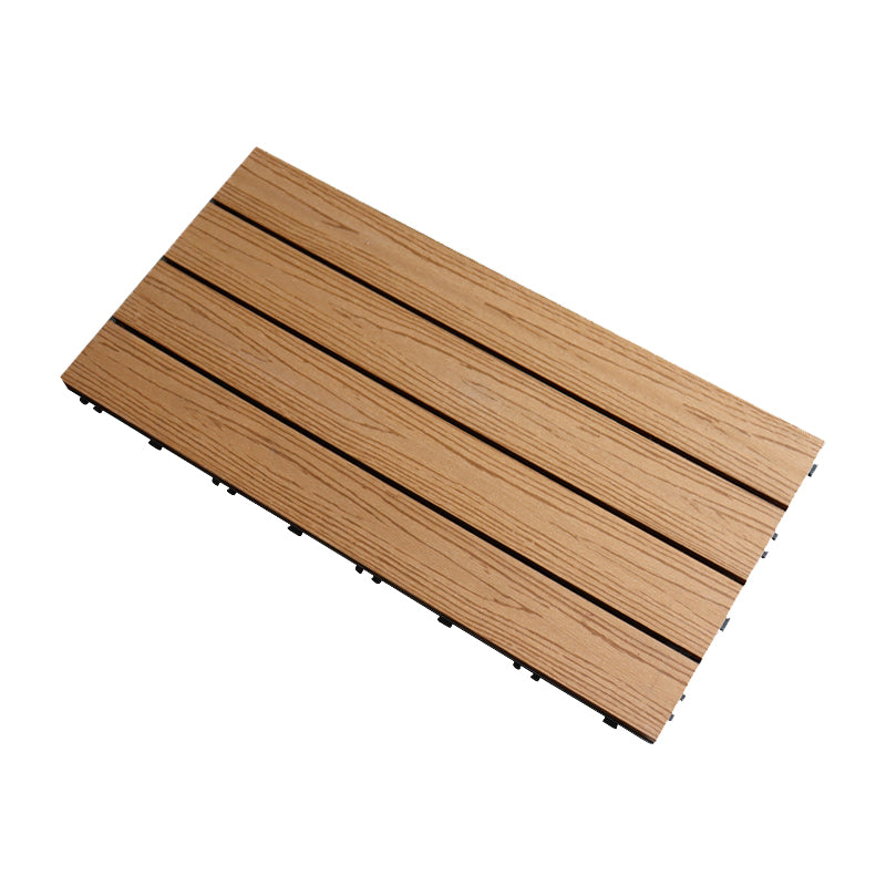 Tradition Rectangle Wood Tile Brown Engineered Wood for Patio Garden