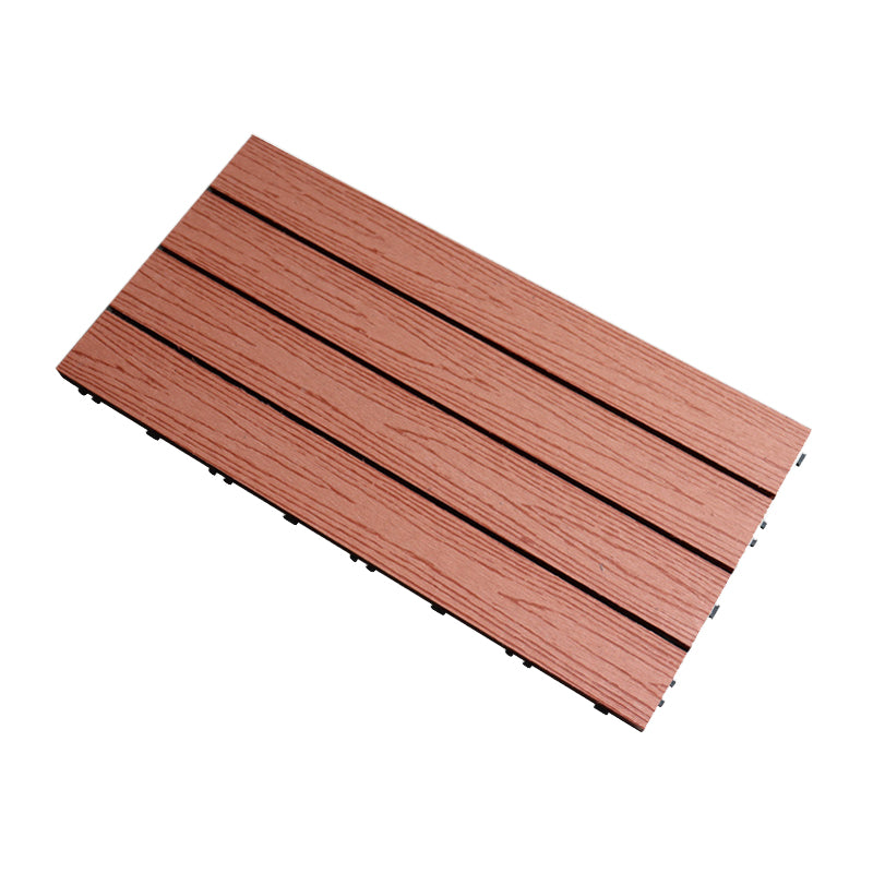 Tradition Rectangle Wood Tile Brown Engineered Wood for Patio Garden