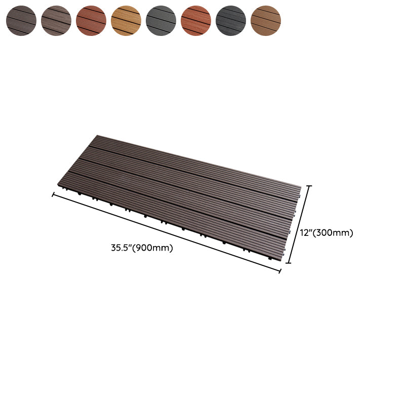 Tradition Rectangle Wood Tile Brown Engineered Wood for Patio Garden