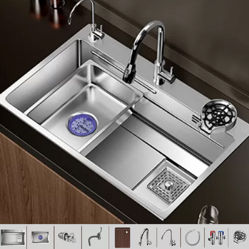 Modern Kitchen Sink Stainless Rectangular Pull-out Faucet Kitchen Sink