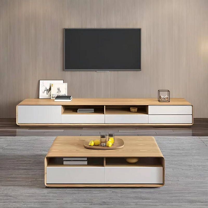 Wooden TV Media Console Scandinavian TV Stand Console with 4 Drawers