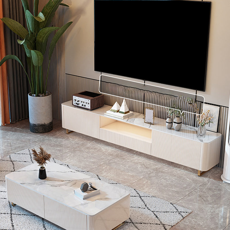 Modern TV Media Console Stone TV Stand Console with 3 Drawers