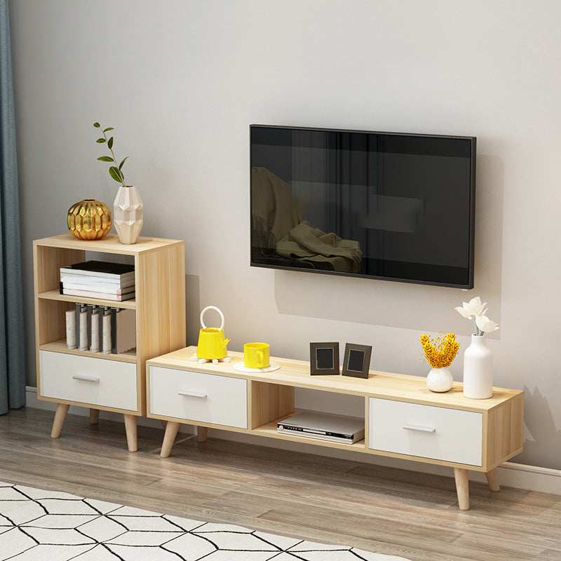 Scandinavian TV Media Console Wooden TV Stand Console with 2 Drawers