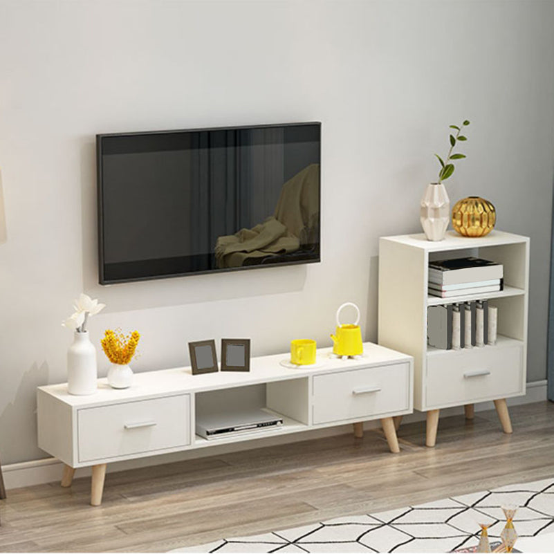 Scandinavian TV Media Console Wooden TV Stand Console with 2 Drawers