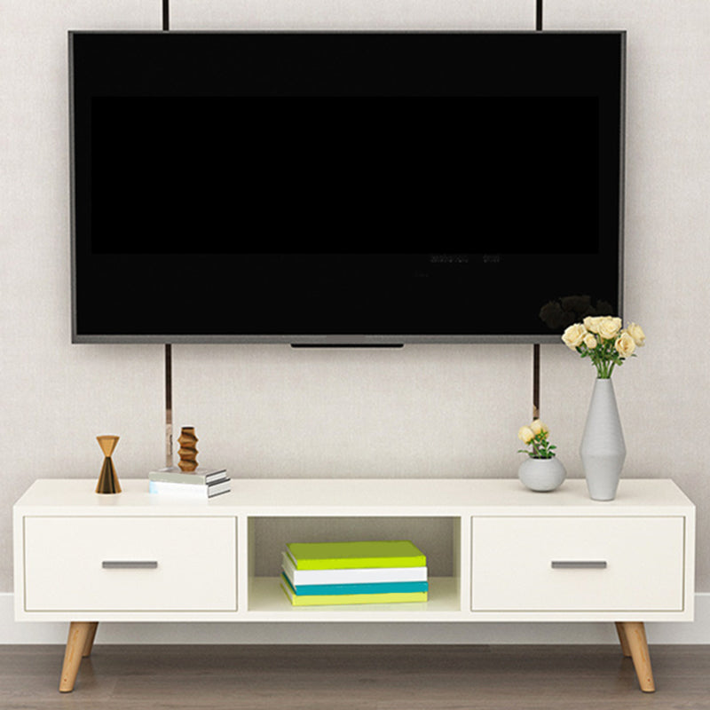 Scandinavian TV Media Console Wooden TV Stand Console with 2 Drawers