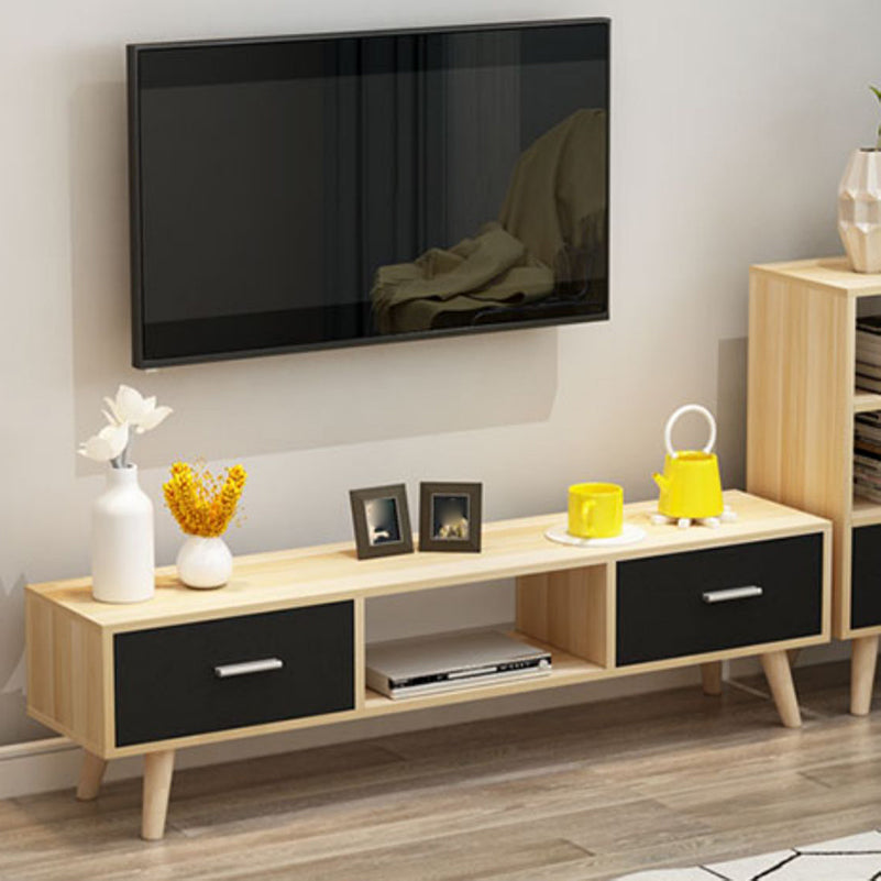 Scandinavian TV Media Console Wooden TV Stand Console with 2 Drawers