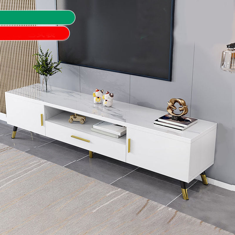 Glass TV Stand Console Open Storage TV Media Stand with Drawer