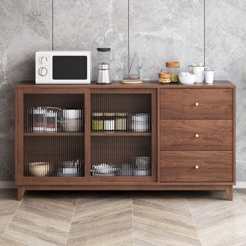 Contemporary Display Stand Wood Hutch Cabinet with Doors for Dining Room