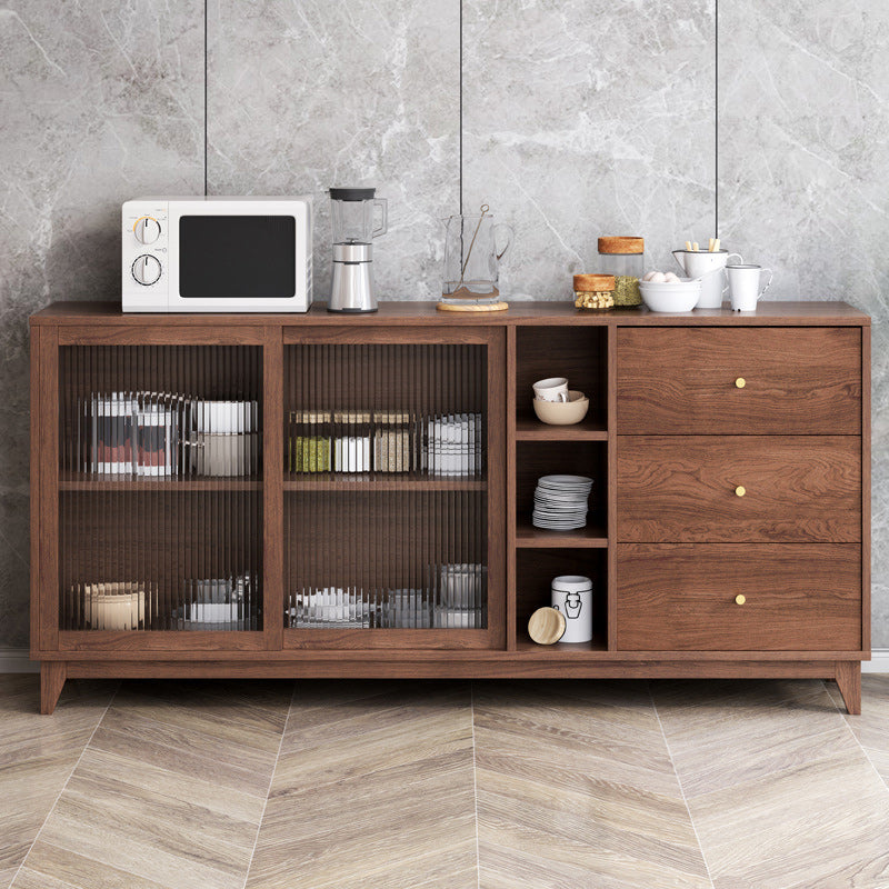 Contemporary Display Stand Wood Hutch Cabinet with Doors for Dining Room