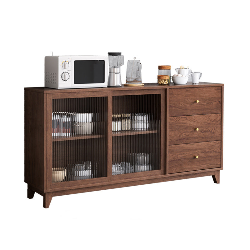 Contemporary Display Stand Wood Hutch Cabinet with Doors for Dining Room