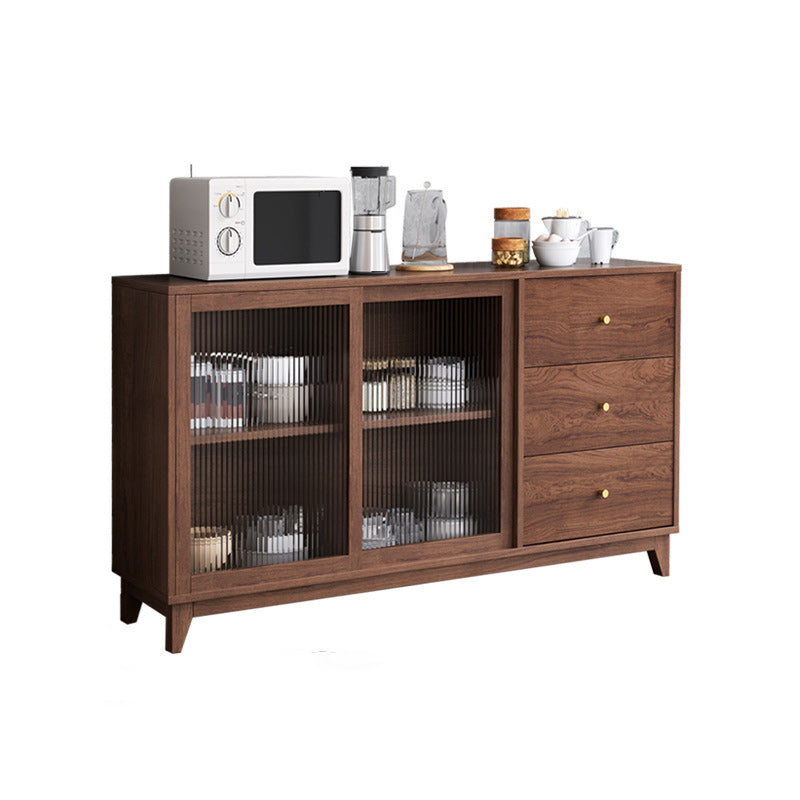 Contemporary Display Stand Wood Hutch Cabinet with Doors for Dining Room