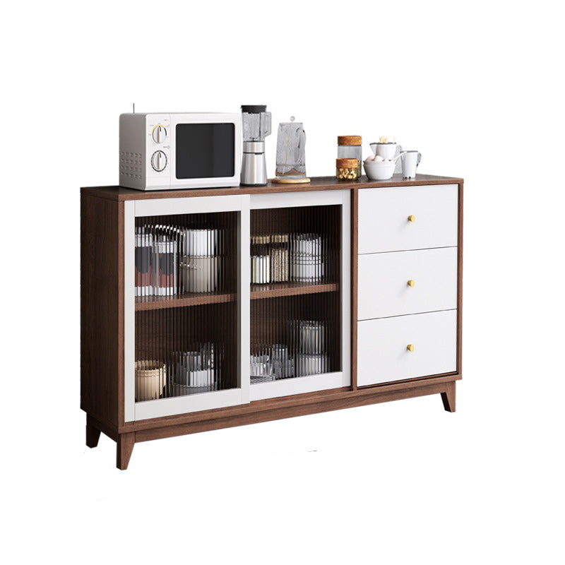 Contemporary Display Stand Wood Hutch Cabinet with Doors for Dining Room