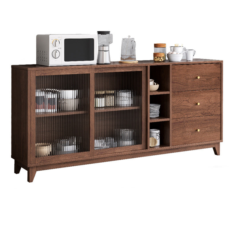 Contemporary Display Stand Wood Hutch Cabinet with Doors for Dining Room