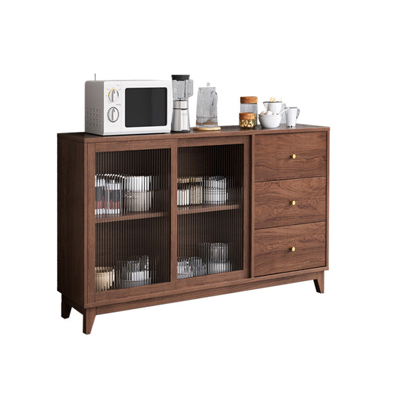 Contemporary Display Stand Wood Hutch Cabinet with Doors for Dining Room