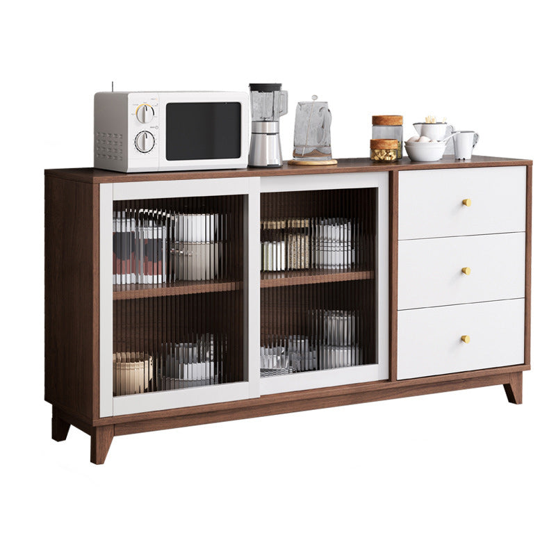 Contemporary Display Stand Wood Hutch Cabinet with Doors for Dining Room