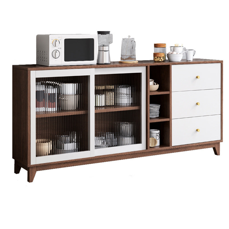 Contemporary Display Stand Wood Hutch Cabinet with Doors for Dining Room