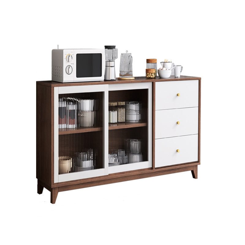 Contemporary Display Stand Wood Hutch Cabinet with Doors for Dining Room