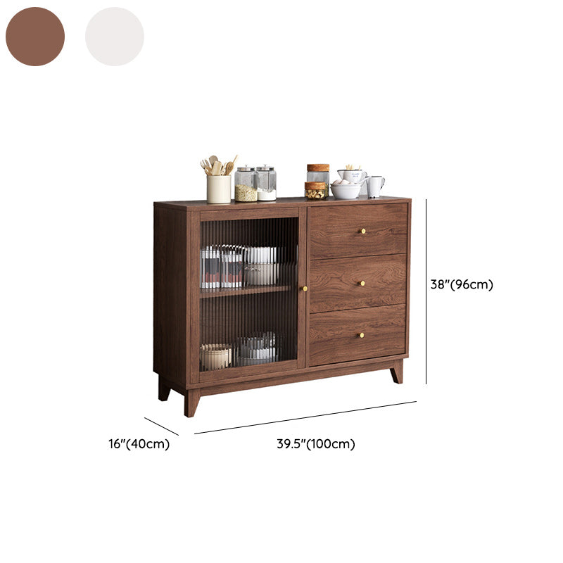 Contemporary Display Stand Wood Hutch Cabinet with Doors for Dining Room