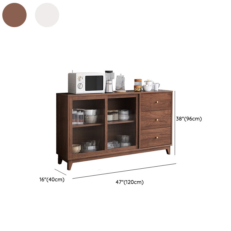 Contemporary Display Stand Wood Hutch Cabinet with Doors for Dining Room