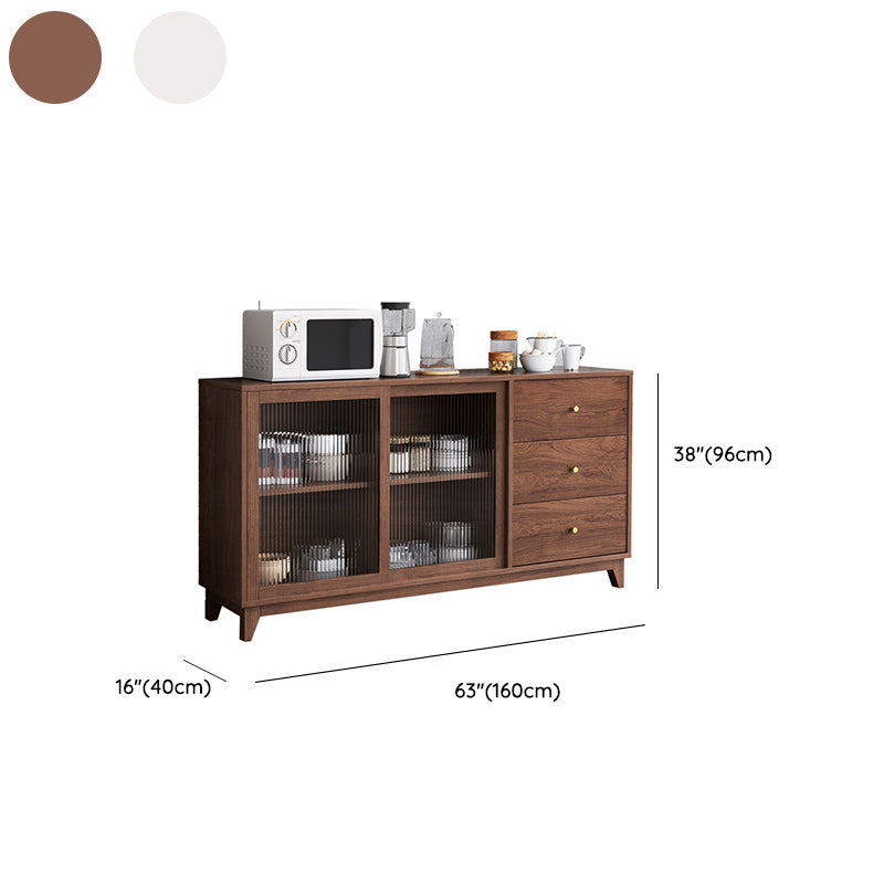 Contemporary Display Stand Wood Hutch Cabinet with Doors for Dining Room