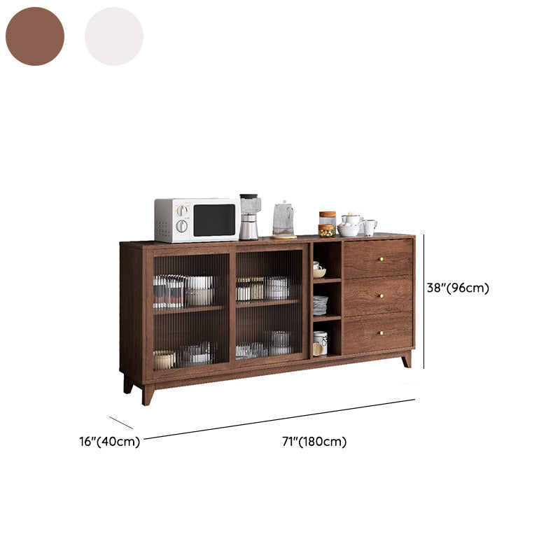 Contemporary Display Stand Wood Hutch Cabinet with Doors for Dining Room