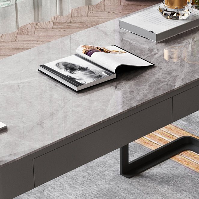 Stone Rectangle Writing Desk Modern Style Computer Desk in Gray