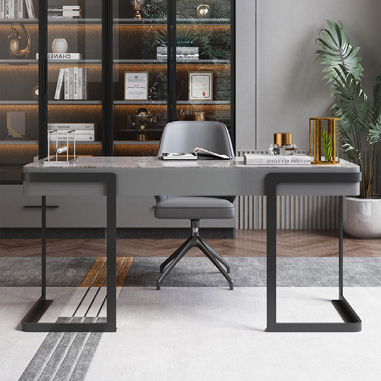 Stone Rectangle Writing Desk Modern Style Computer Desk in Gray