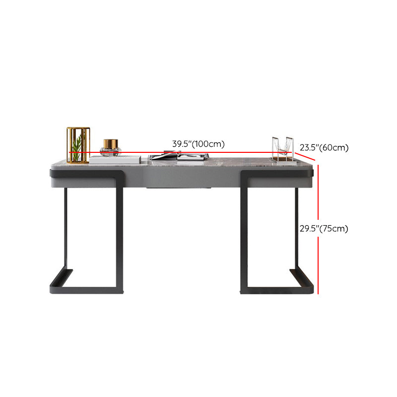 Stone Rectangle Writing Desk Modern Style Computer Desk in Gray