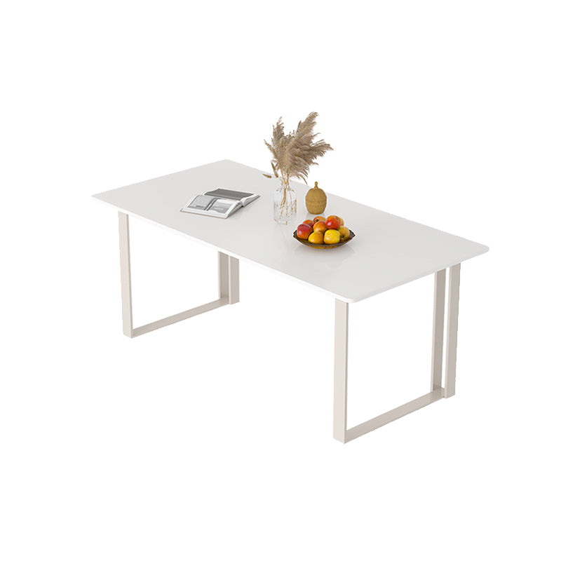 Contemporary Wooden White Office Desk Sled Base Type Writing Desk