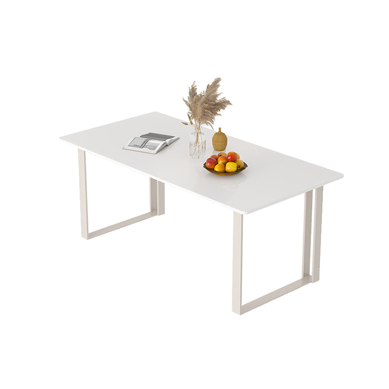 Contemporary Wooden White Office Desk Sled Base Type Writing Desk