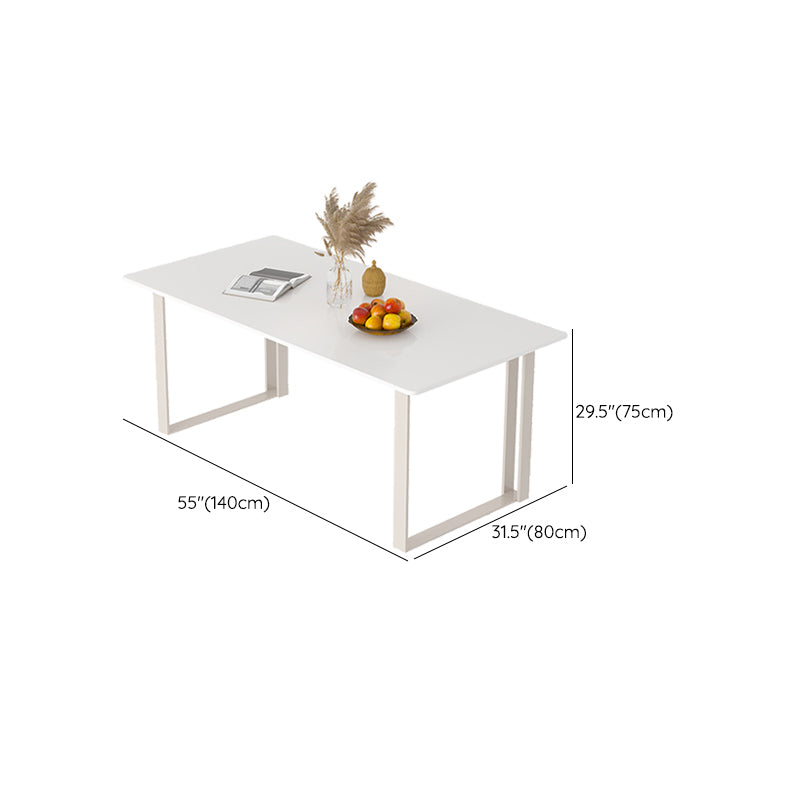 Contemporary Wooden White Office Desk Sled Base Type Writing Desk