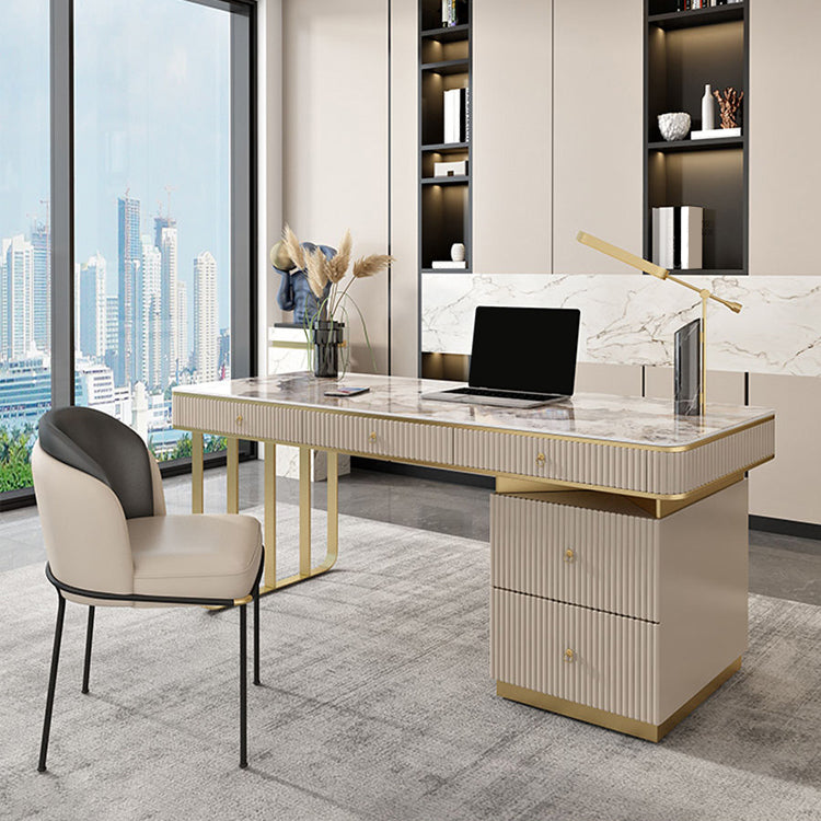 Modern Style Slate Top Office Desk 5 Drawers Writing Desk for Office