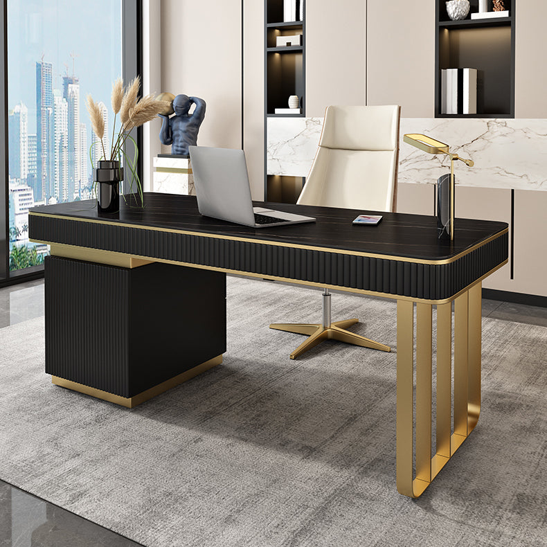 Modern Style Slate Top Office Desk 5 Drawers Writing Desk for Office