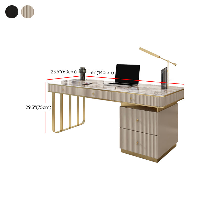 Modern Style Slate Top Office Desk 5 Drawers Writing Desk for Office