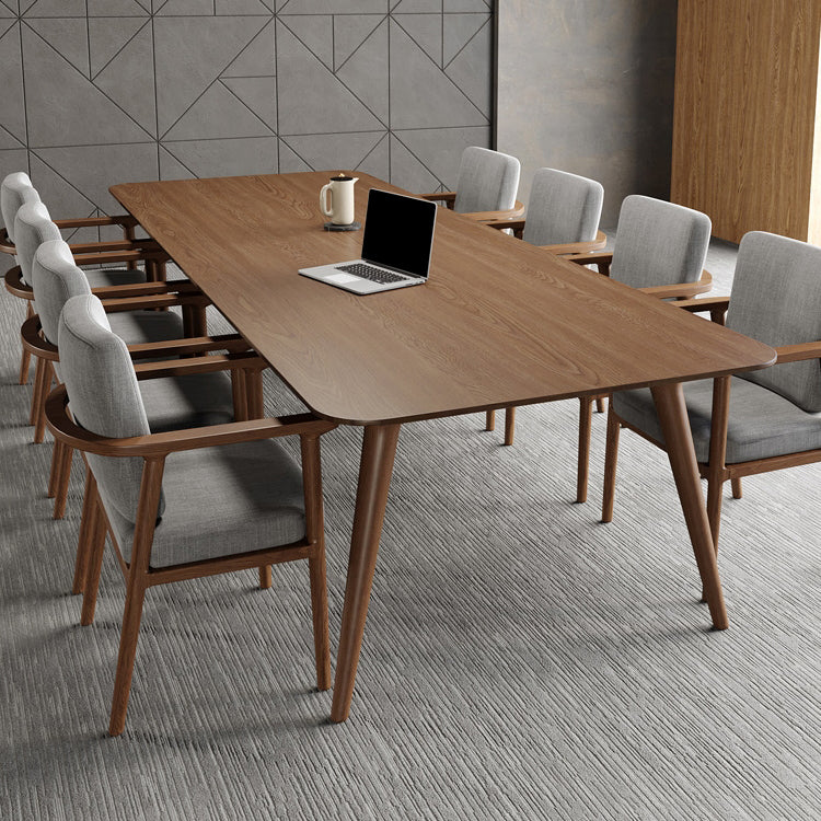 Rectangular Shaped Office Conference Tables 4 Legs Writing Desk in Brown