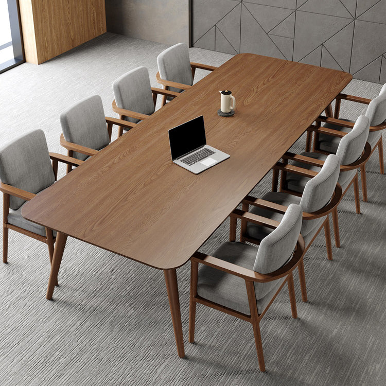 Rectangular Shaped Office Conference Tables 4 Legs Writing Desk in Brown