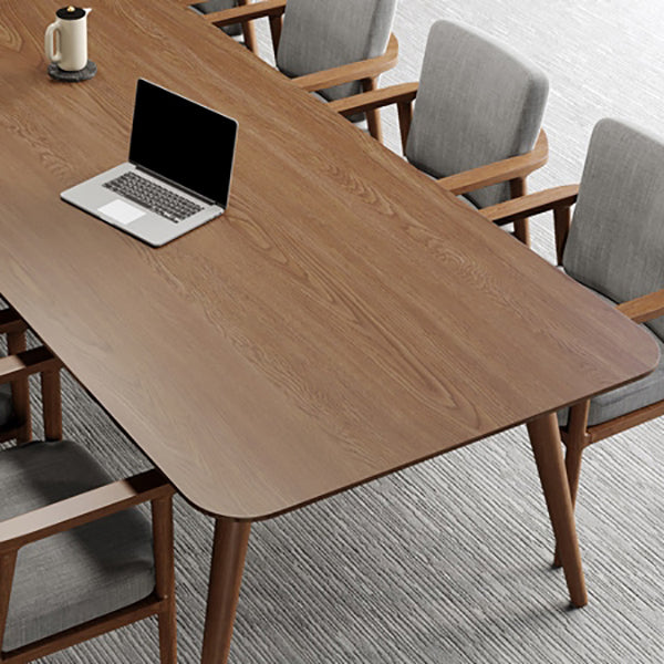 Rectangular Shaped Office Conference Tables 4 Legs Writing Desk in Brown