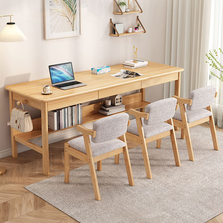 Wooden Office Desk Modern Rectangle H-Shape Base Writing Desk for Bedroom