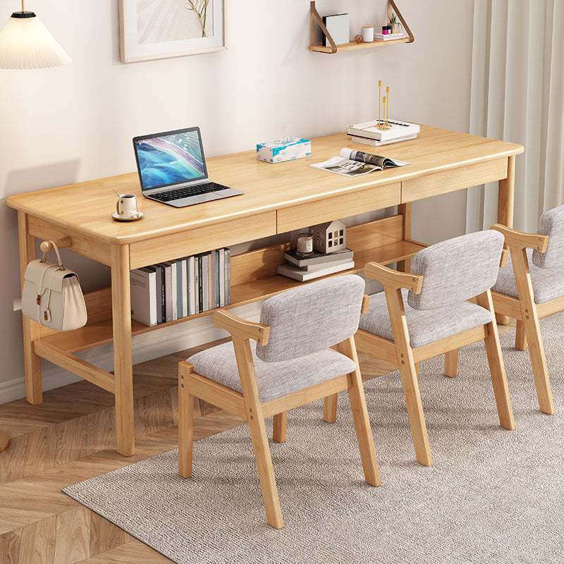 Wooden Office Desk Modern Rectangle H-Shape Base Writing Desk for Bedroom