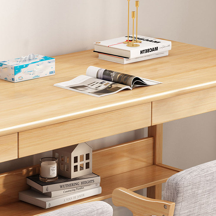 Wooden Office Desk Modern Rectangle H-Shape Base Writing Desk for Bedroom