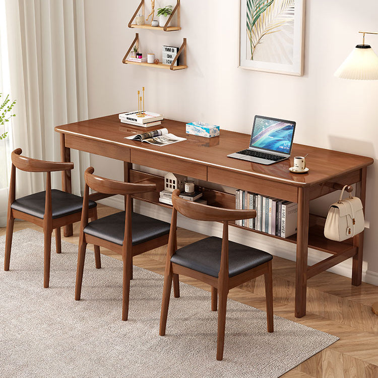 Wooden Office Desk Modern Rectangle H-Shape Base Writing Desk for Bedroom