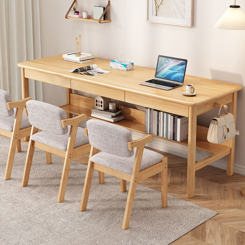 Wooden Office Desk Modern Rectangle H-Shape Base Writing Desk for Bedroom