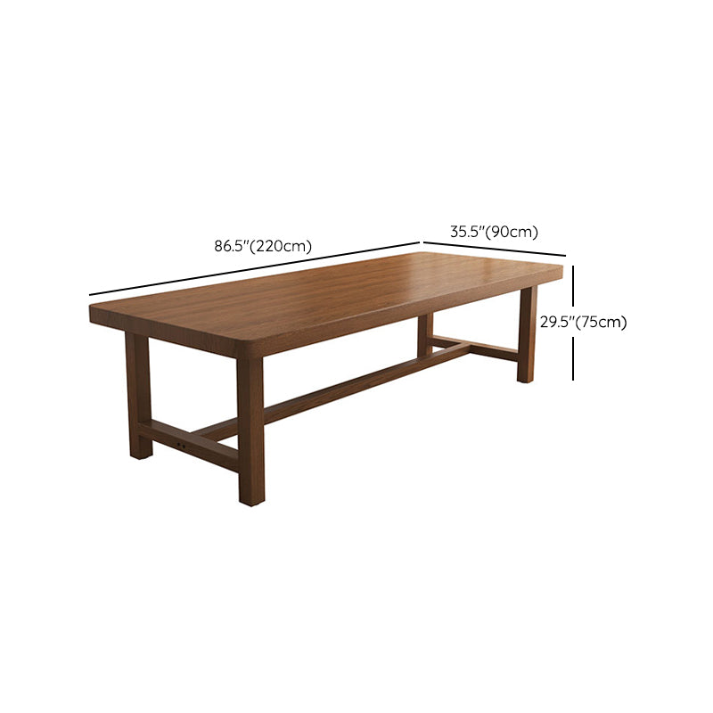 Contemporary Solid Wood Writing Desk 29.53" Tall Rectangle Office Desk with H-Shape Base