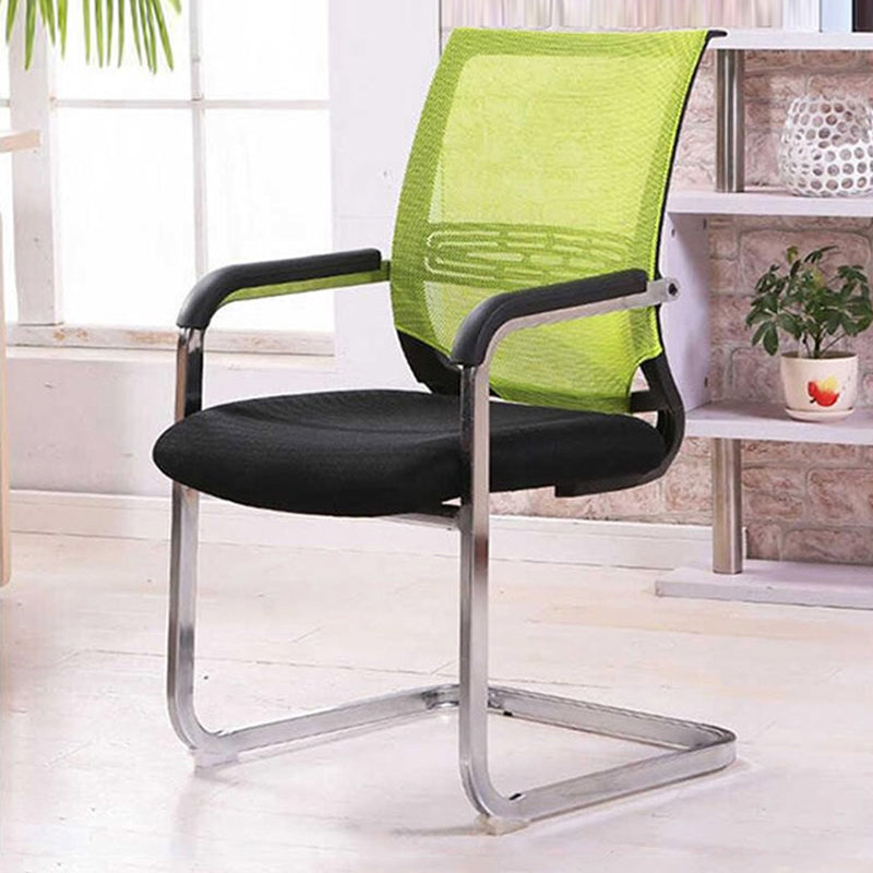 Fixed Arms Mid Back Office Chair Home No Wheels Mesh Desk Chair