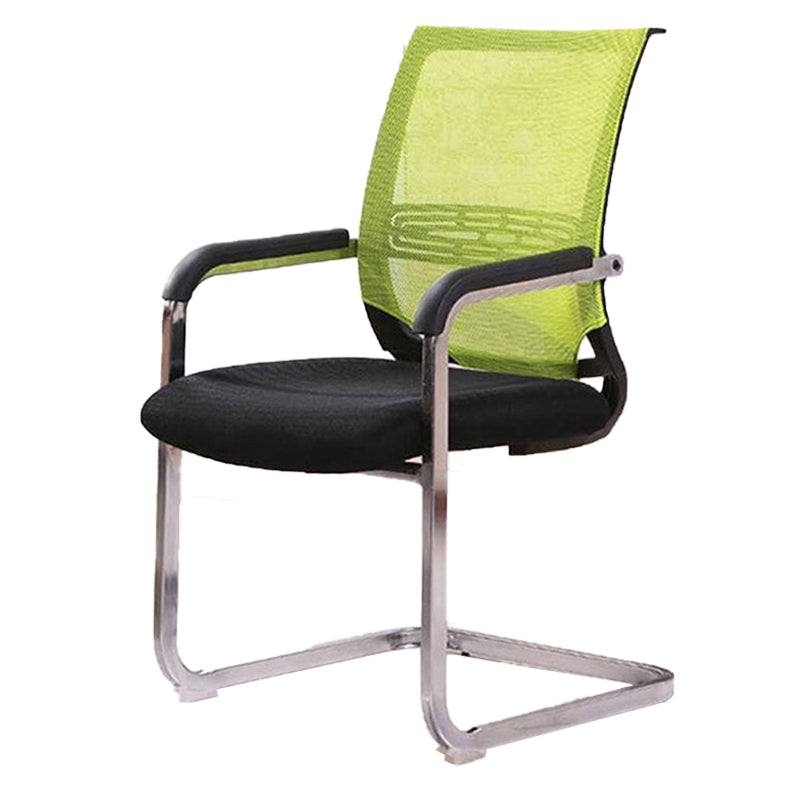 Fixed Arms Mid Back Office Chair Home No Wheels Mesh Desk Chair