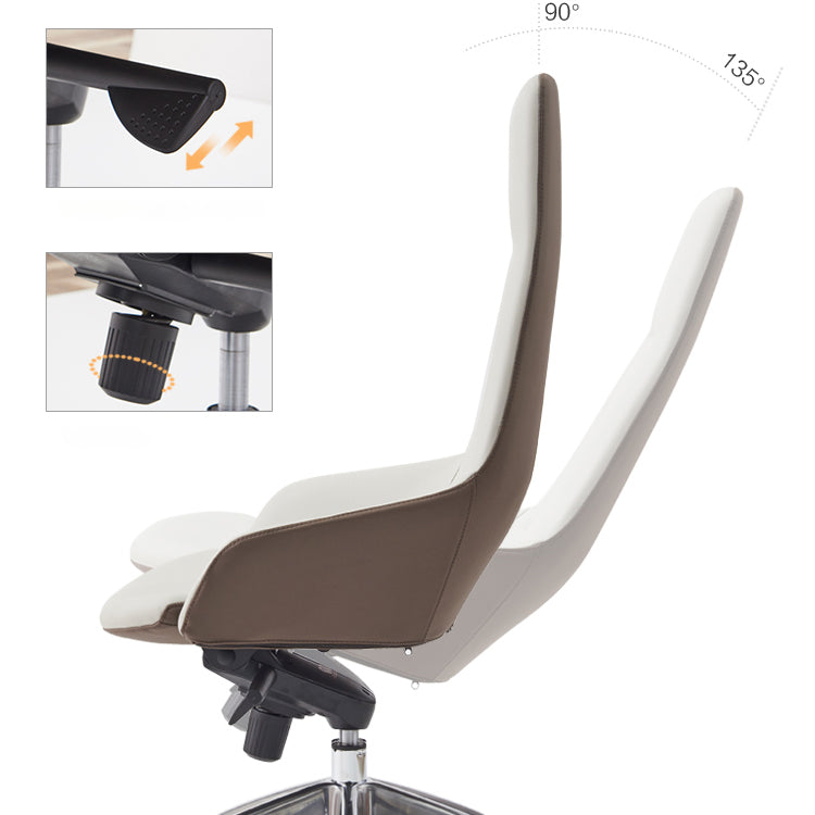 Modern Armless Office Chair Tilt Mechanism No Distressing Leather Ergonomic Desk Chair