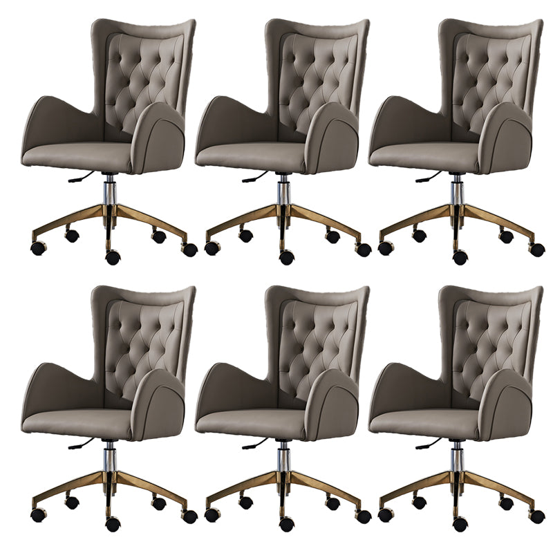 Contemporary Armless Leather Swivel Chair Wheels Tufted Adjustable Office Chair