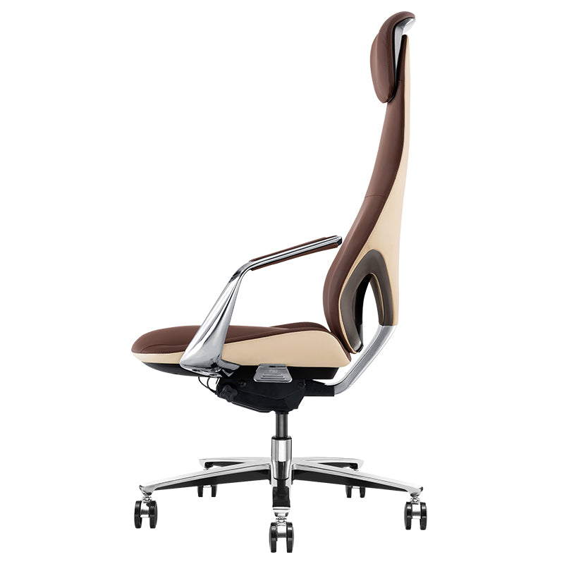 Modern Office Chair Leather Tilt Mechanism No Distressing Ergonomic Chair with Wheels