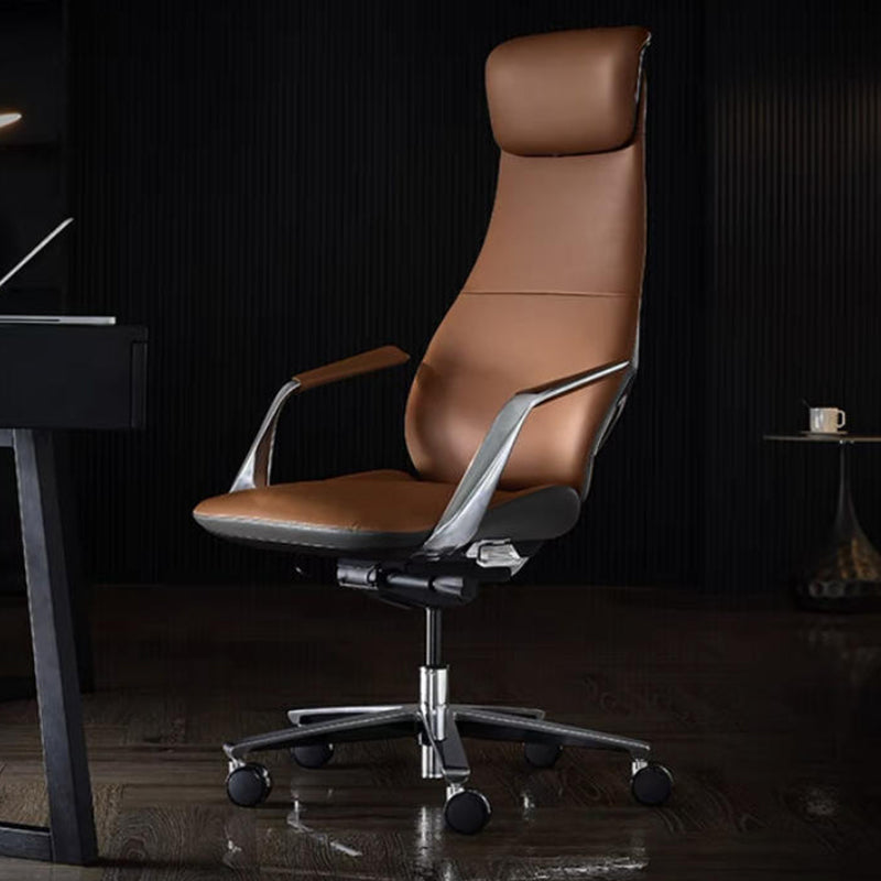 Modern Office Chair Leather Tilt Mechanism No Distressing Ergonomic Chair with Wheels