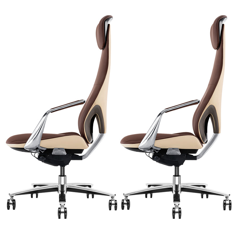 Modern Office Chair Leather Tilt Mechanism No Distressing Ergonomic Chair with Wheels